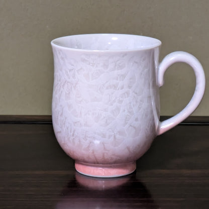 Kyoto Kiyomizu ware, Japanese Mug (Tea cup, Coffee cup) Flower Crystal White Red