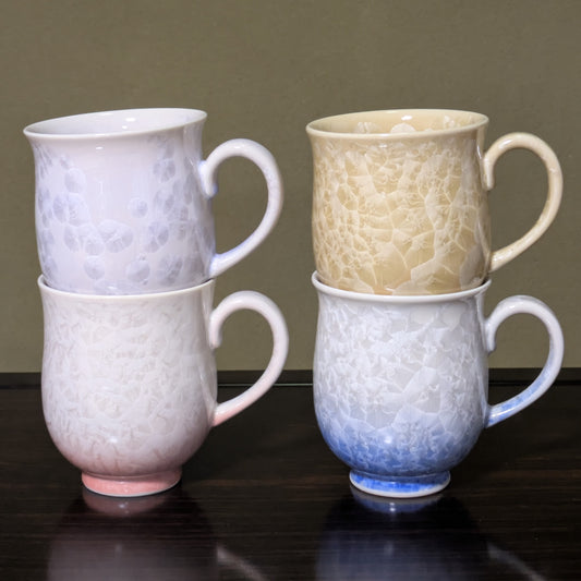 Kyoto Kiyomizu ware, Japanese Mug (Tea cup, Coffee cup) Flower Crystal Purple